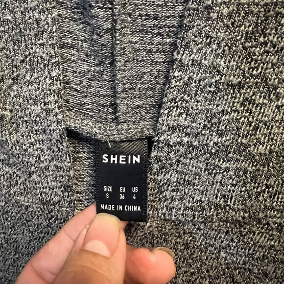 Shein Women Small Heather Grey Blue Black Cheetah Print Pullover Hoodie Sweater - Picture 4 of 6